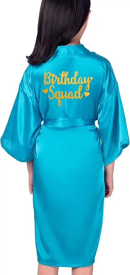 Birthday Squad Birthday Girl Princess Robe Spa Robes for Girls Party Satin Silk Kimono Robes Party Supplies