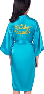 Birthday Squad Birthday Girl Princess Robe Spa Robes for Girls Party Satin Silk Kimono Robes Party Supplies