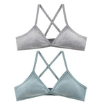 2Pcs/Set Women Ribbed Knit Triangle Bralette Wireless Bra Sexy Lingerie Soft Comfort Underwear Ladies Bra No Pads S-L