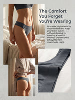 Low-rise Thong Women Grey Seamless Briefs Stretchy Ribbed Waistband Soft Breathable No Digging In Comfortable Underwear M401