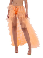Fashion Long Tulle Skirt Women Elegant Princess Sexy Style Irregular Mesh Tutu Skirts Vintage Puffy Skirt Beach Cover-ups