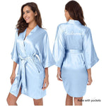 New Bathrobe Bride Satin-Silk Robe Women Bridal Party Sister Team Mother Shower Gift Bridesmaid Wedding Short Robes YE7883