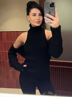 Trendix Knit Tank Top Sets For Women Fashion High Neck Vest And Long Sleeve Shawl 2 Piece Suits Sexy Backless Knitwear Top Femme