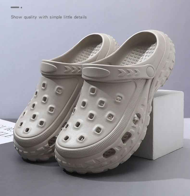 Men Summer Slippers Close Toe Leisure Clogs Soft EVA Anti-slip 2 Way Wear Shoes Couples Indoor Beach Slides Street Sandals