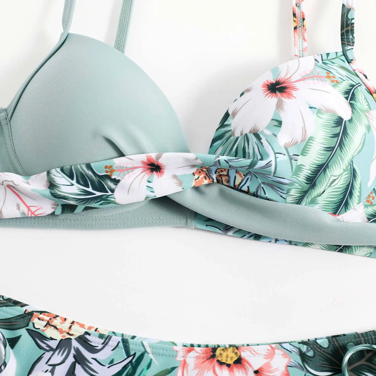 2025 Push Up Bikini Printed Swimsuit Women Sexy Strappy Swimwear Female Color Block Bathers Bathing Swimming Swim Suit Beachwear