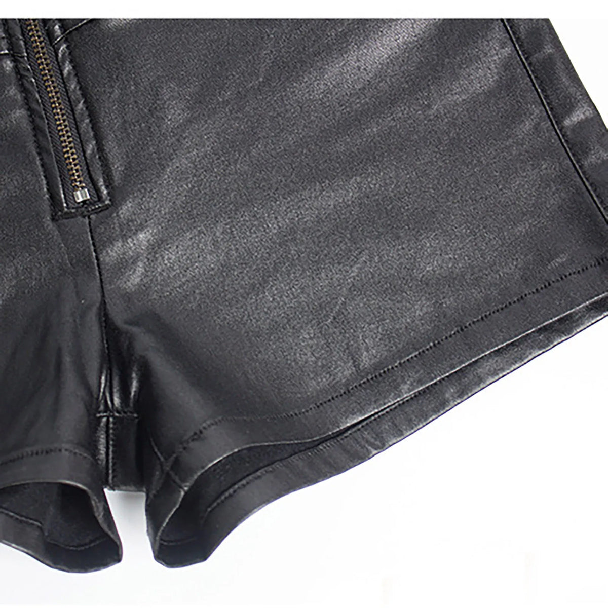 Women's Zipper Pu Leather Shorts High Waist Stretch Slim Lift Hip Motorcycle Shorts Summer Sexy Bodycon Black Leather Shorts