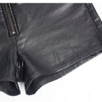 Women's Zipper Pu Leather Shorts High Waist Stretch Slim Lift Hip Motorcycle Shorts Summer Sexy Bodycon Black Leather Shorts