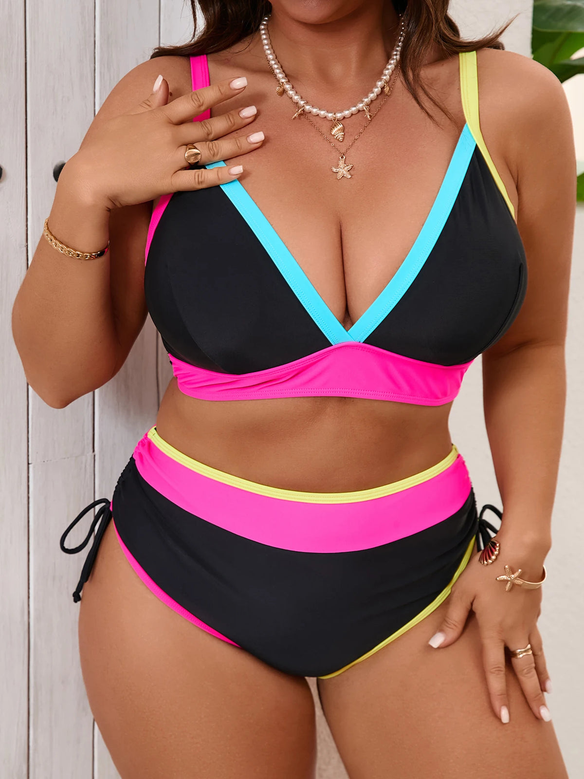 2026 Large Plus Big Size Bikini High Waist Swimsuit Women Two Pieces Triangle Swimwear Female Bathing Swimming Swim Suit 0XL-5XL