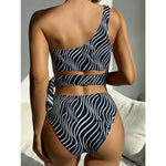 Sexy High Waisted Bikini 2025 Mujer Women's Swimsuit Separate Beach Wear One Shoulder Bathing Suit Padded Swimwear Black Biquini