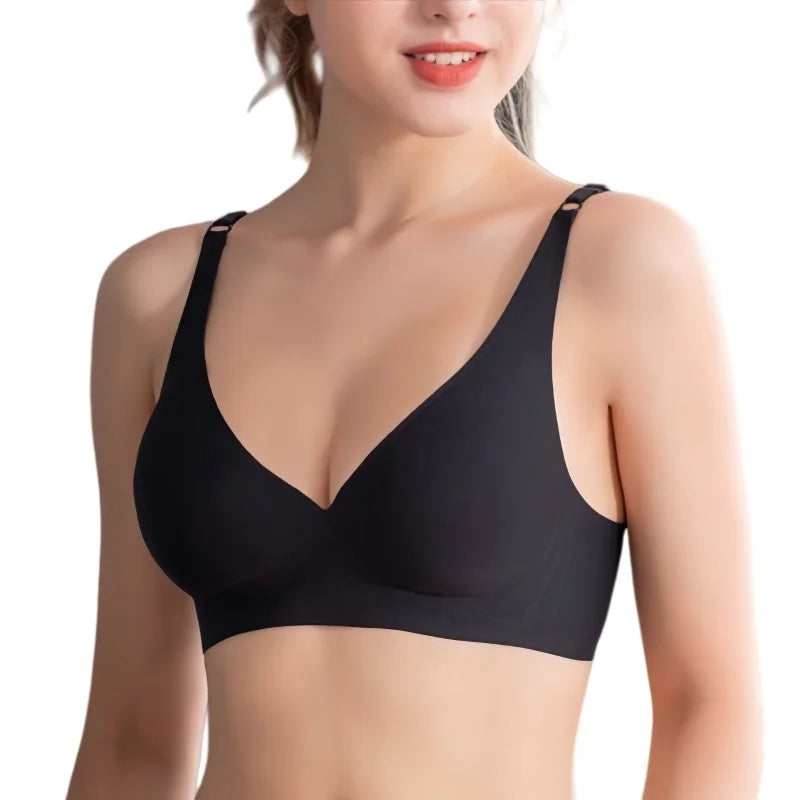 Women Wireless Leopard Seamless Bra Adjustable Non-Detachable Strap Removable Pad Intimates Skin-Friendly Underwear S-5XL