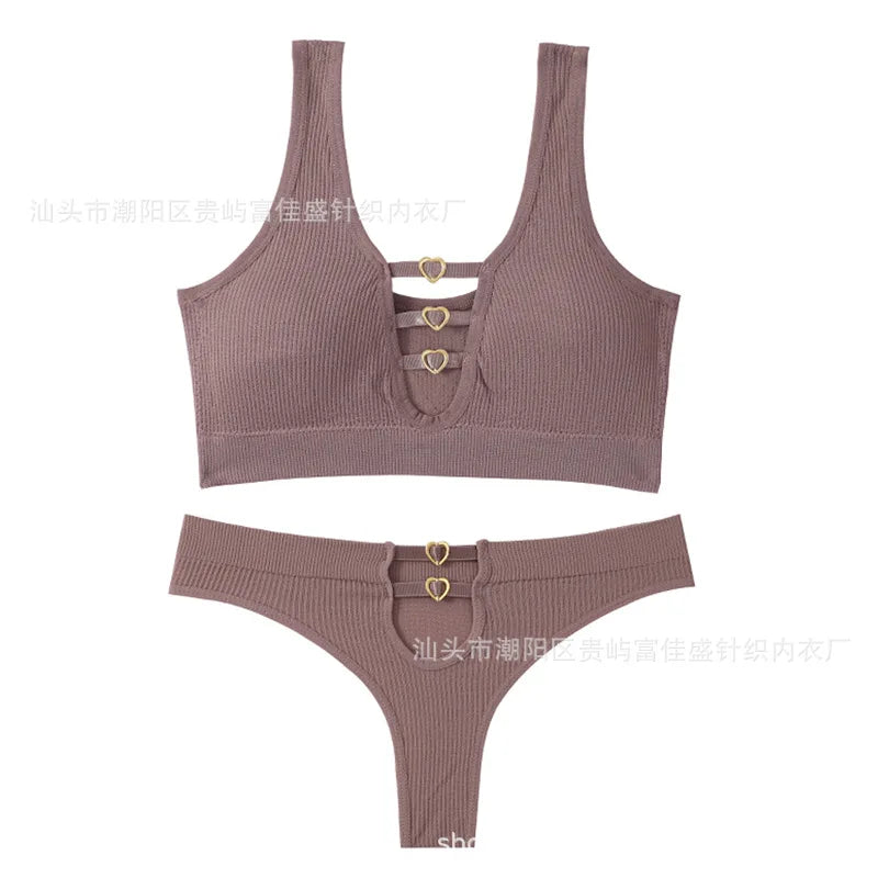 Sexy seamless underwear set push-up bra vest sports breathable push-up set