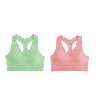 2Pcs/Set Women Deep V Neck Y-Back Padded Tank Bra Rib Cropped Tank Bralette Racerback Strap Daily Inner Top One Size Underwear