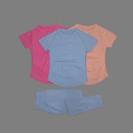 2 Piece Women Solid Color Set Summer Casual Short Sleeve T-Shirt High Waist Long Pants Soft Breathable Tracksuit Daily Outfit