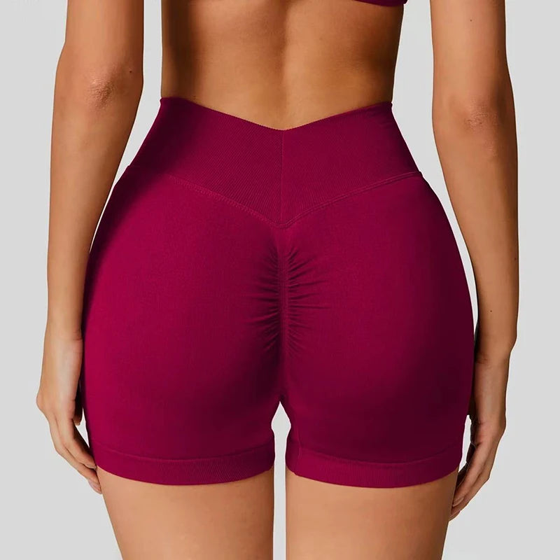 High Waisted Seamless Shorts Gym Shorts Women Fitness Sports Low Ribbed Band Workout Scrunch Butt Yoga Booty Running Short Pants