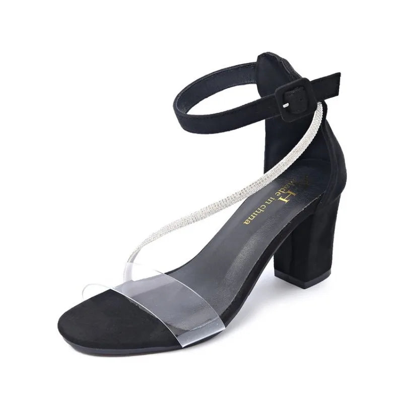 Woman Summer Open Toes Heel Shoes Thick Heels SandalsSquare Head Minimalist Design Fashionable and Versatile Large Size