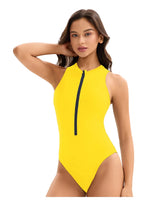2026 New Zipper One Piece Swimsuit For Women Plus Size Swimwear Solid Bathing Suit Summer Beachwear Swimming Suit For Women 3XL