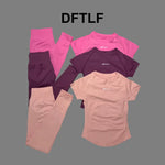 DFTLF 2 Pieces Women Yoga Set Slim Short Sleeve Top High Waist Leggings Seamless Workout Gym Fitness Quick Dry Sportswear Suit