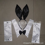 Easter Bunny Girl Cosplay 3-Piece Prop Set - Satin Headband Fluffy Rabbit Tail for Halloween Christmas