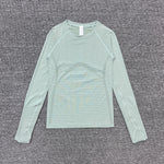Women's Slim Fit Long Sleeve Yoga Sports Top Breathable Stretch Seamless Pilates Training T-Shirt Fitness Running Shirt T-shirt