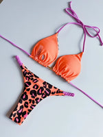 Leopard Halter Scrunch Butt Micro Thong Bikini Women Swimwear Female Swimsuit Two-pieces Bikini Set Bather Bathing Suit Swim