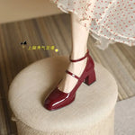 2026 New Mary Jane Shoes High Quality Leather Shoes Shallow Square Toe Womens Sandals Buckle Strap Women's Pumps
