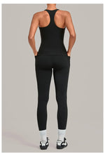 Women's Seamless Yoga Sets Sports Fitness Hip-lifting High Waist Pant Sleeveless Backless Suits Workout Running Leggings Sets