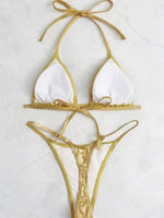 Halter PU Leather Extreme Mini Micro String Bikini Female Swimsuit Women Swimwear Two-pieces Bikini Set Thong Bathing Suit Swim