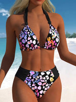 Vintage Black Polka Dot Print Bikini Set 2026 Women Tie Strap Push Up Bra Hollow Out High Waist Swimsuit Bathing Suit Swimwear
