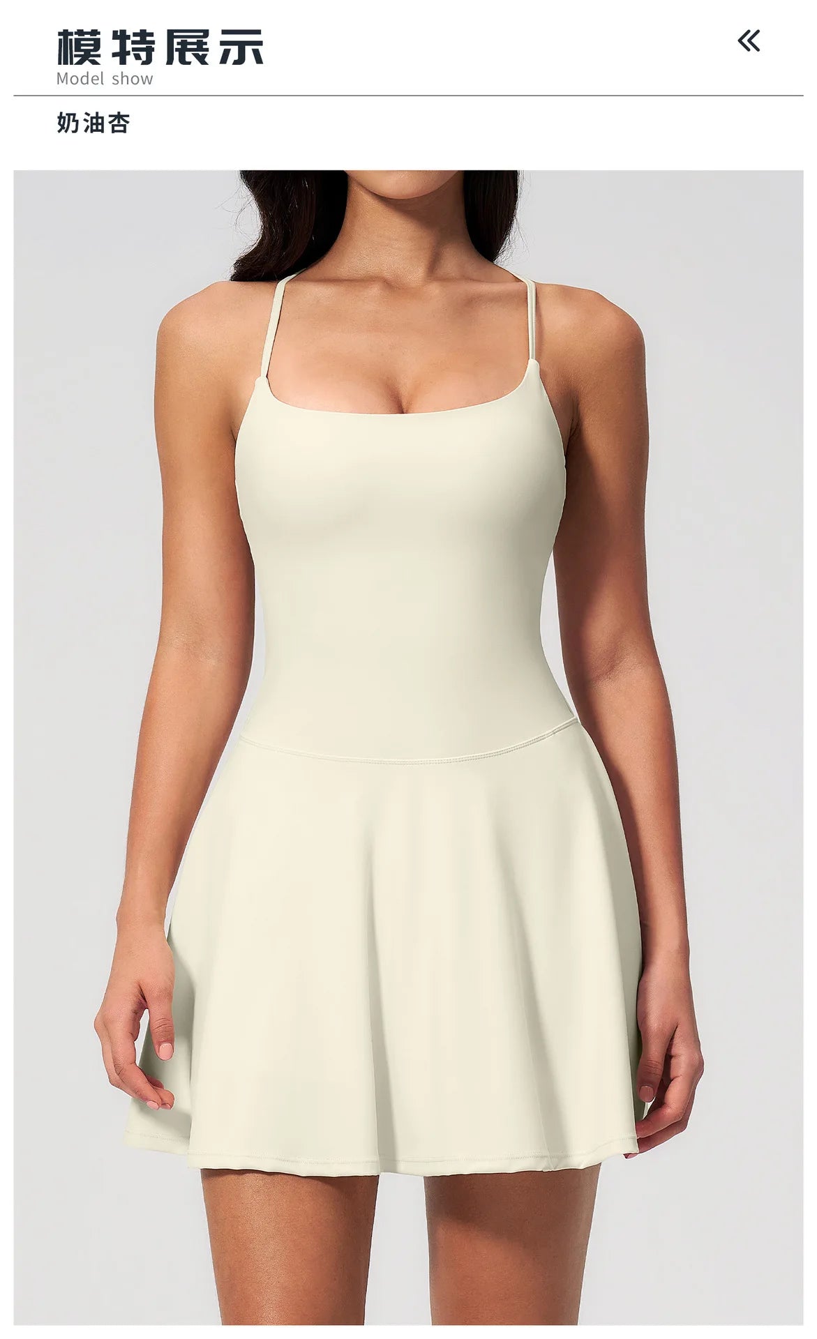 Women Tennis Dress with Shorts Pocket Square Neck Hollow Back Sleeveless One Piece Sports Outfit Fitness Pleate Mini Dresses