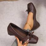 Retro Bow Inside Heightened Mary Jane Women's Shoes 2026 New Shallow Mouth Slip-on Square Toe Temperament Single Shoes