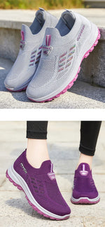 Women Vulcanized ShoesHigh Quality Breathable Mesh Women Sneakers Soft Slip On Flats Shoes Women Loafers Walking Flat