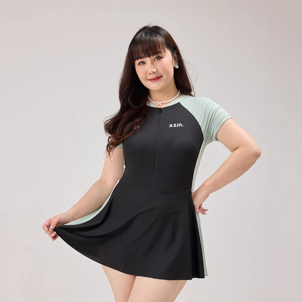 New Swimsuit Women's One-piece Flat Corner Pants Long Conservative Fairy StyleSlimming One-piece Hot Spring Swimsuit