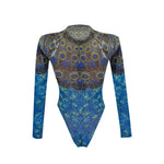 2026 Printed Long Sleeve with Long Pants Sexy One Piece Swimsuit Women Swimwear Female Flowers Padded Bather Bathing Suit Swim