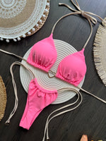 New Solid Color White Bikini Women suit Low Waist Lace-up Fashionable Swimsuit Two-piece Set