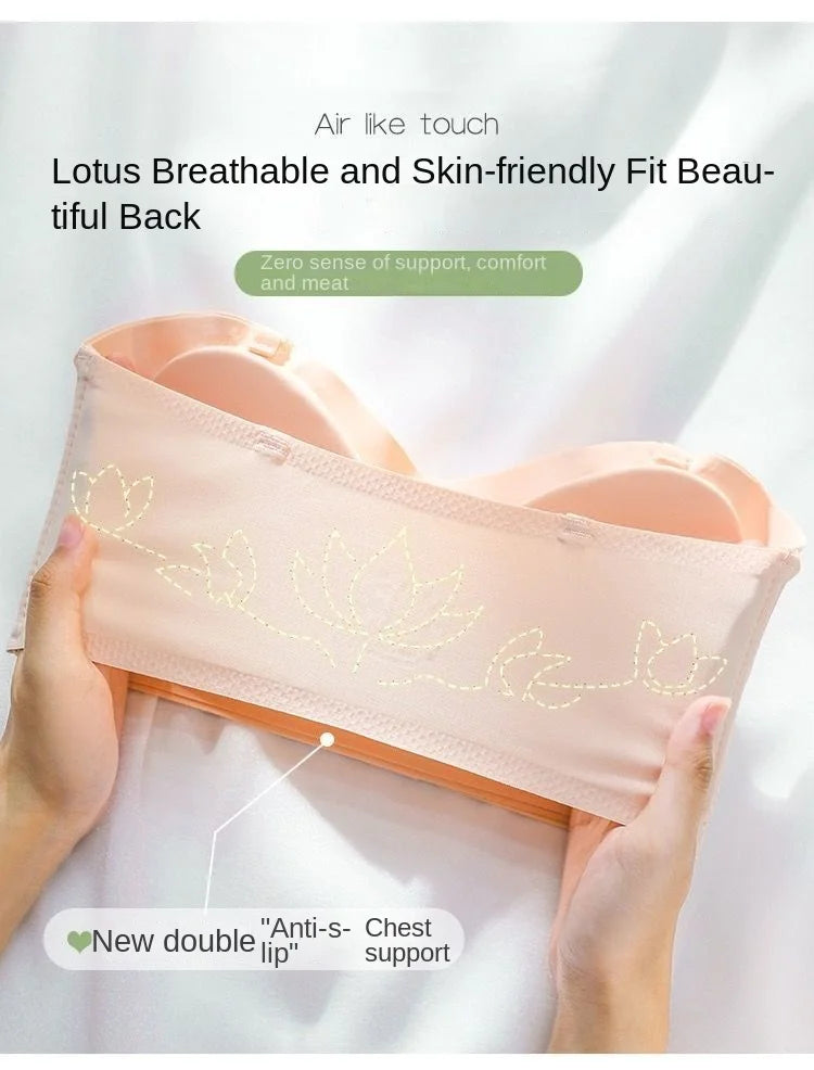 Summer Ice Silk No Trace Strapless Underwear Women Small Chest Gathering Non-slip Not Drop Breast Invisible Bra Cover Wipe Chest