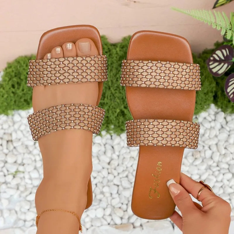 Large Size Women's Summer New Woven Slippers Outdoor Beach Sandals FashionableMaterial Comfortable Slip-On Shoes
