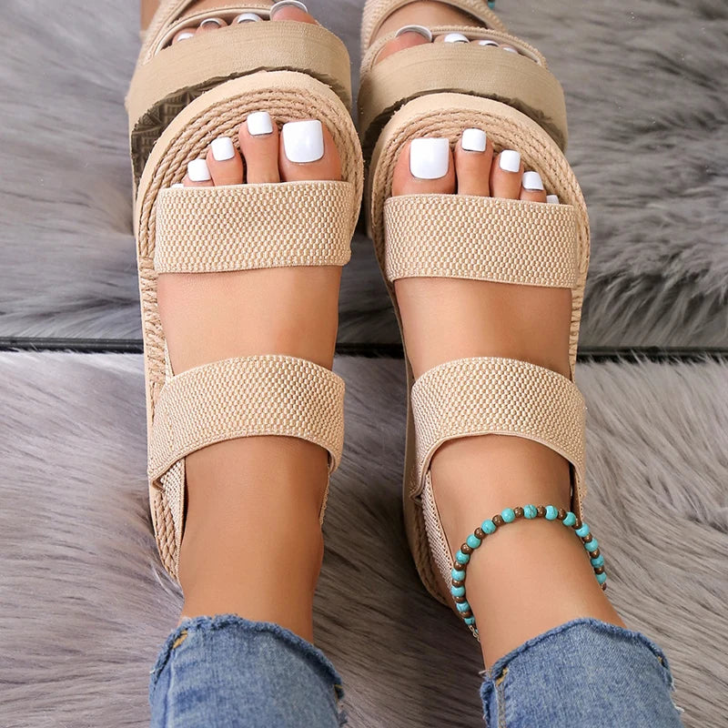 Big Size Minimalist Slingback Wedge Sandals For Women Outdoor Summer Platform Shoes Light Weight Soft EVA Female Leisure Sandals
