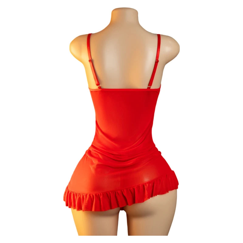 Ladies Sexy Lingerie Bra Erotic Set Transparent Deep V Lace Nightdress Women's Delicate Dress Summer Backless Hot Underwea Set