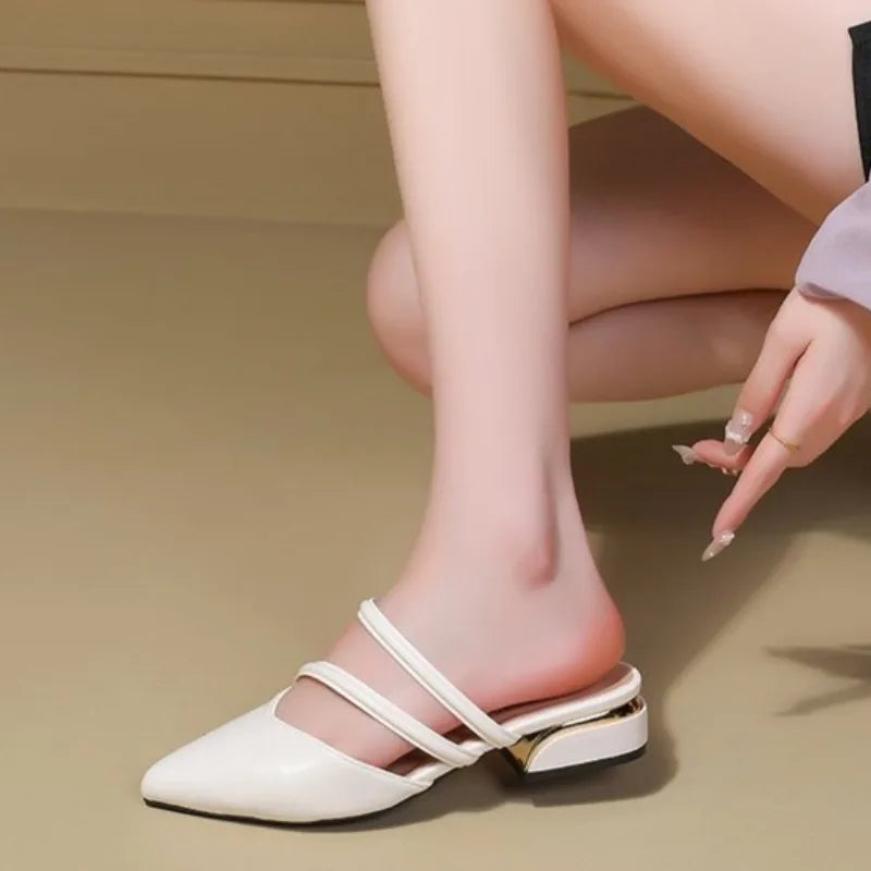 Toe Narrow BandSlippers Women Fashion Shallow Sandal Elegant Summer Footwear Woman