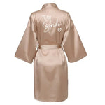Wedding Party Team Bride Robe With Black Letters Kimono Satin Pajamas Bridesmaid Bathrobe SP001