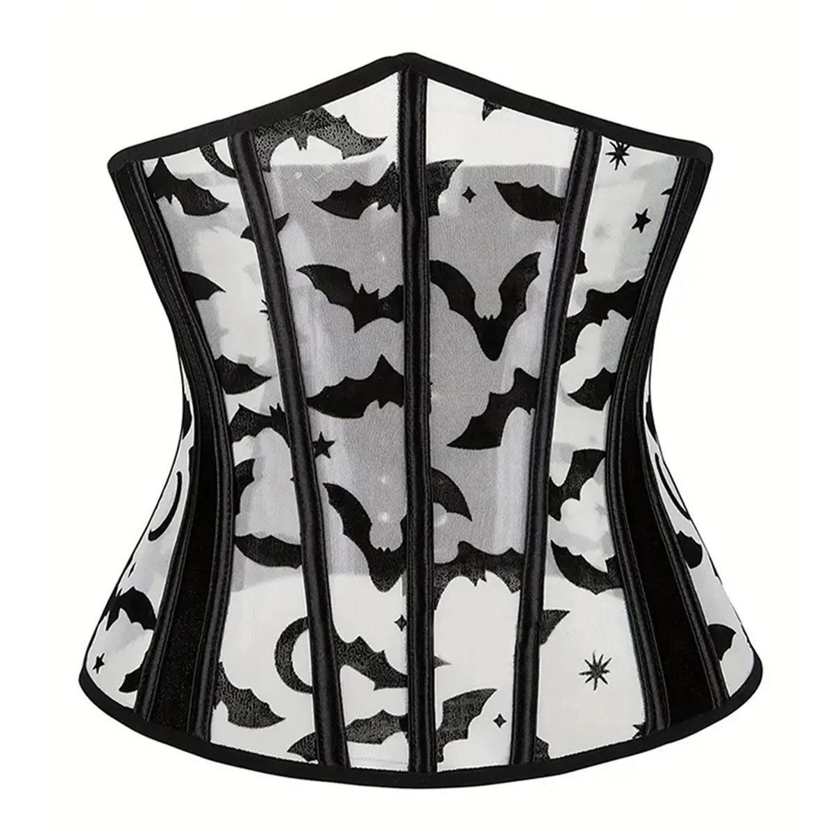 Women Underbust Corset Tops Halloween Bat Print Bustier Shapewear Tie up Cincher Waistband for Dress Streetwear