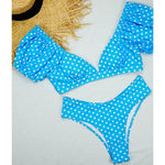 Sexy V Neck Short Sleeve Bikinis Polka Dot Bikini Female Swimsuit Women Swimwear Two-pieces Bikini Set Bather Bathing Suit Swim