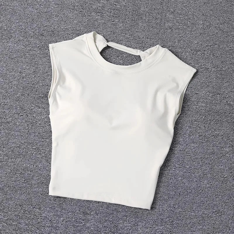 Summer Sexy Short Backless Sports T-Shirt Women's Tight Training Long Sleeve Yoga Top Fixed Chest Pad Fitness Vest