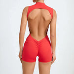 Seamless Yoga Jumpsuits Sports Fitness Backless Peach Hip-lifting Running Workout Gym One-piece Shorts Bodysuits for Women