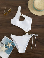 2026 One Shoulder Hollow Bodysuit One Piece Swimsuit Sexy Swimwear Women Bathing Suit Female Swimming Summer Beachwear Bodysuit