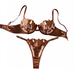 Exclusive green embroidery lingerie set for dates. Sexy see-through chiffon bra. High-end sensual women's underwear ZA824031