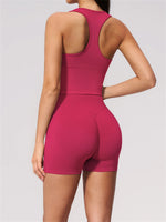 Seamless Yoga Sets Women Breathable V Neck Shockproof Sports Vest Fitness Suit Outwear High Waist Shorts Training Fitness Suit