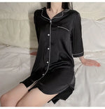 Women's NightgownSilk Sexy Pajamas Women's Sexy Pajamas Shirt Nightgown Silk Homewear Spring and Autumn Dresses