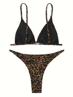 High Cut Micro Bikini Women Brown Leopard Bandage Push Up Bra Swimsuit Sexy Bathing Suit Padded Thong Swimwear Biquini 2026