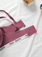 Underwired Push Up Bra Women Letter Printed Underband Adjustable Thin Straps Support Gathering Daily Lingerie B6067